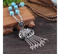 HXSCOO Vintage Népal Long Bouddhiste Mala Bois Perlé Pendentif & Collier Ethnique Bohème Boho Bouddha Lucky Jewelry for Femme Homme (Color : Style3)