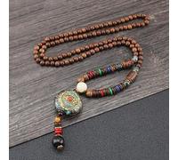 HXSCOO Vintage Népal Long Bouddhiste Mala Bois Perlé Pendentif Et Collier Ethnique Bohème Boho Éléphant Bouddha Chanceux Bijoux for Femmes Hommes (Color : 17)