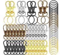 HXSEMAYIG Lot de 100 crochets porte-clés avec porte-clés - Fermoirs mousquetons pivotants en métal - Pour porte-clés, cordon, fabrication de bijoux, travaux manuels