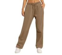 HXSZWJJ Softstream Pants, Soft Stream Pants, Softstreme High-Rise Pant, Straight Leg Sweatpants Women with Pockets(Camel,S)