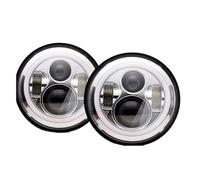 HXVGEGKPYK Voiture Phare Avant 2 Pièces Pour JK Pour TJ Pour OffRoad Pour Defender Pour Hummer 4x4 Voiture 7 Pouces Phare LED Salut/bas H4 Halo Yeux DRL Ensemble De Phares(40w Halo Chrome1)
