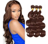 Hxxcoup Extensions de cheveux humains brésiliens ondulés - 3 trames d'extensions de cheveux humains #4 - Extensions de cheveux longs - 76,2 cm, 81,3 cm, 86,4 cm - 100 g/pièce - Cheveux vierges non