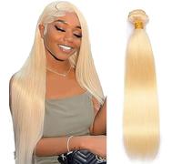 Hxxcoup Human Hair Bundles Sew in Bundles Human Hair Straight Extension Tissage Cheveux Naturel #613 Blonde Double Weft Extensions for Women Minimal Smell Minimal Tangle 26 Pouce