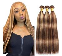 Hxxcoup P427 Lot de 3 trames de cheveux humains blonds ombrés raides 300 g Total de 300 g 45,7 cm, 50,8 cm, 55,9 cm, non traités, vierges Remy