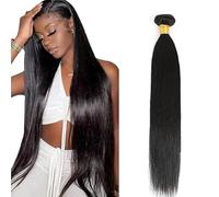 Hxxcoup Straight Bundles Human Hair Extension Cheveux humains tissés Double Weft Brazilian Virgin Human Hair 1B Natural Black Minimal Tangle & Shedding For Women 100g/1pc 22 Pouce