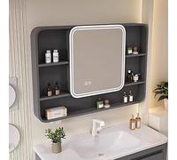 HXYhydrypd Armoire Salle de Bain, Armoire Salle de Bain Rangement, Support de Rangement pour Cosmétiques, Interrupteur Tactile Intelligent, Fente pour Serviettes en Papier(Gray)