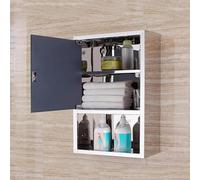HXYhydrypd Armoire Salle de Bain avec Miroir, Armoire à Miroir Murale en Acier Inoxydable pour Salle de Bain, Armoire Salle de Bain Rangement, Armoires de Salle de Bain avec Miroir(Left Door)