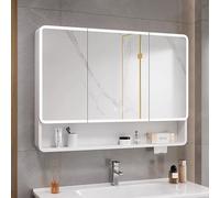 HXYhydrypd Armoire Salle de Bain, Miroir de Courtoisie, Armoire Salle de Bain Rangement, Armoire Murale de Salle de Bain avec Trou pour Essuie-Tout