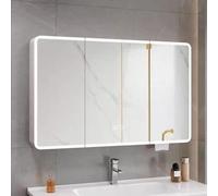 HXYhydrypd Armoires de Salle de Bain avec Miroir, Armoire Salle de Bain avec Éclairage LED, Armoire Salle de Bain Rangement, Désembueur, Montage Mural