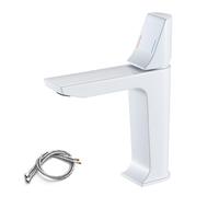 HXYhydrypd Robinet Lavabo à Poignée Unique, Mitigeur Cuisine Monotrou, Robinet Mélangeur Eau Chaude et Eau Froide pour Vanité, Camping-Car, Cuisine(White)