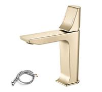HXYhydrypd Robinet Lavabo à Poignée Unique, Mitigeur Cuisine Monotrou, Robinet Mélangeur Eau Chaude et Eau Froide pour Vanité, Camping-Car, Cuisine(Gold)