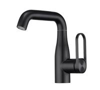 HXYhydrypd Robinet Lavabo Salle de Bain à Poignée Unique, Robinet Lavabo Chaud et Froid pour Toilettes Commerciales de Camping-Car(Black)