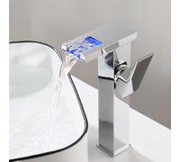 HXYhydrypd Robinet Salle Bain à LED 1 Trou, 3 Couleurs Changeantes, Mitigeur Lavabo Moderne à Poignée Unique et Pièces pour Buanderie, Cuisine(Silver,23cm/9.1in)