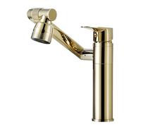 HXYhydrypd Robinet Salle Bain à Poignée Unique avec 2 Modes d'eau, Robinet Lave Main Monotrou Rotatif pour Salle de Bain, Camping-Car, Buanderie(Gold)