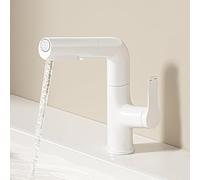 HXYhydrypd Robinet Salle Bain avec douchette extractible, Robinet lavabo, mitigeur Eau Chaude et Eau Froide pour Meuble-lavabo, Camping-Car, Ferme Moderne(White)