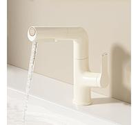 HXYhydrypd Robinet Salle Bain avec douchette extractible, Robinet lavabo, mitigeur Eau Chaude et Eau Froide pour Meuble-lavabo, Camping-Car, Ferme Moderne(Beige)