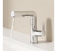 HXYhydrypd Robinet Salle Bain avec douchette extractible, Robinet lavabo, mitigeur Eau Chaude et Eau Froide pour Meuble-lavabo, Camping-Car, Ferme Moderne(Chrome)