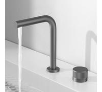 HXYhydrypd Robinet Salle Bain, Mitigeur Lavabo, Robinet D'évier 2 Trous pour Cuisine, Salle de Bain, Bar, Zones de Préparation(Metallic)