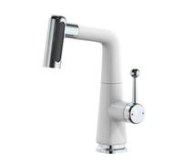 HXYhydrypd Robinet Salle de Bain avec Douchette Extractible, Mitigeur Salle de Bain avec Pommeau de Douche Effet Pluie, Robinet Lavabo pour Camping-Car, Cuisine, Hôtel(White)