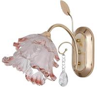 HXYSXHJUO Applique Murale E14 rétro en Verre en Forme de Fleur, dorée, à Motif Floral, avec Cristal prismatique, luminaire d'extérieur Moderne et Vintage pour Chambre, Salle à Manger, couloi