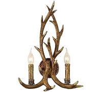 HXYSXHJUO Applique Murale Rustique en Forme de Corne de cerf - Luminaire de Style américain champêtre en Forme de Bougie, Applique Murale Double Bois de cerf en résine pour Restaurant et Bar