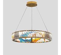 HXYSXHJUO Lustre Circulaire Moderne en Cristal, Lampe Luxueuse en émail et Titane, pour Salon, Chambre Principale, Bar, Salle à Manger, Lampes Chauffe-Plat et lanternes, 60 cm
