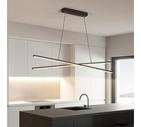 HXYSXHJUO Lustre linéaire LED à intensité Variable de Style Mid-Century, 42 W, Suspension Moderne Noire à Longue Bande, Style Minimaliste Contemporain, Blanc, pour Salle à Manger, îlot de CU