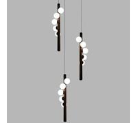 HXYSXHJUO Lustre linéaire Moderne à Hauteur réglable, Noir, LED 5 Pouces, escalier en colimaçon à Boules, Hall d'hôtel, Couloir, Salon, Salle à Manger.