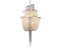 HXYSXHJUO Lustre Nordique argenté à Pampilles E14, éclairage pour Salon, Salle à Manger ou Chambre, Style Minimaliste et élégant avec chaîne en Aluminium, Suspension argentée 50 x 100 cm