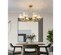 HXYSXHJUO Lustre Rond élégant en Cristal prismatique avec éclairage LED, Suspension dorée Moderne pour Salon Traditionnel, 6 lumières, Petit Format, idéal comme Cadeau.