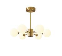 HXYSXHJUO Lustre Sputnik doré Moderne, Suspension de Style Milieu du siècle avec Abat-Jour Globe en Verre dépoli, Suspension rétro réglable pour Salle à Manger - Cuivre. 6