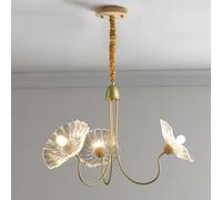 HXYSXHJUO Suspension Feuille de Lotus, Lustre Fleur en Verre E27, Lampe Suspendue pour Salon, Grand Lustre Moderne Or Antique pour entrée, Salle à Manger, Cuisine, Style Ferme (3 hauteurs)