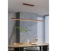 HXYSXHJUO Suspension linéaire avec télécommande, Lampe LED dimmable pour Table à Manger, Lampe Design en Bois, Lustre pour Chambre, Cuisine ou Bureau (Bois-1, 80 cm)
