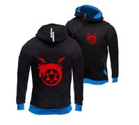 HXZESBLQW Sweat À Capuche Homme Streetwear pour F.u.LL.me.t.al Al.ch.e.mi.St Pull Zippé Demi Zip Manteau Graphique Manches Longues Haut Patchwork-HeiLanSe||l