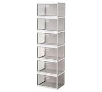 HXZJUIKL Armoire à chaussures pliable avec porte et armoire à chaussures stable, boîte de rangement empilable pour étagère à chaussures (gris, 4 couches) (gris, 6 couches)