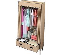 HXZJUIKL Armoire d'angle portable en tissu de couleur unie pour chambre à coucher, armoire ouverte avec tiroir, 168 x 165 x 45 cm
