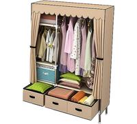 HXZJUIKL Armoire d'angle portable en tissu de couleur unie pour chambre à coucher, armoire ouverte avec tiroir, 168 x 165 x 45 cm
