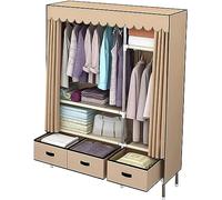 HXZJUIKL Armoire d'angle portable en tissu de couleur unie pour chambre à coucher, armoire ouverte avec tiroir, 168 x 165 x 45 cm