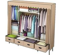 HXZJUIKL Armoire d'angle portable en tissu de couleur unie pour chambre à coucher, armoire ouverte avec tiroir, 168 x 165 x 45 cm