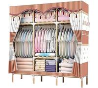 HXZJUIKL Armoire de chambre à coucher, armoire en tissu portable, armoire ouverte assemblée, armoire à vêtements en bois, penderie en toile simple