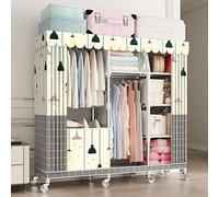 HXZJUIKL Armoire de rangement portable en toile avec étagères - Grande capacité - Structure en métal - Roues à roulettes - Solide et durable