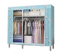 HXZJUIKL Armoire en toile, étagères portables en tissu avec rail de suspension et housse en tissu, organiseur de rangement pliable pour vêtements, C-150 x 45 x 170 cm