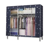 HXZJUIKL Armoire en toile, étagères portables en tissu avec rail de suspension et housse en tissu, organiseur de rangement pliable pour vêtements, C-150 x 45 x 170 cm