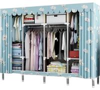 HXZJUIKL Armoire en toile, étagères portables en tissu avec rail de suspension, rangement pliable pour vêtements, sacs, A-206 x 45 x 175 cm