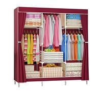 HXZJUIKL Armoire en toile pliable avec rail de suspension, étagères pour chambre à coucher, blanc, 105 x 46 x 156 cm