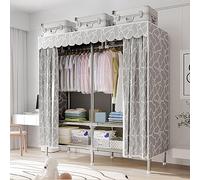 HXZJUIKL Armoire en toile portable avec 10 cintres, grande capacité et structure en métal, virole en alliage extra solide et durable