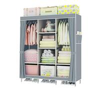 HXZJUIKL Armoire en toile portable avec penderie et poches latérales - Armoire pliable pour chambre à coucher