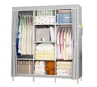 HXZJUIKL Armoire en toile portable avec poches latérales, armoire pliable pour vêtements, sacs, gris, 150 x 45 x 170 cm