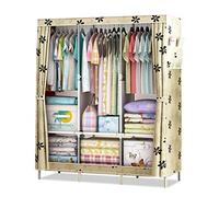 HXZJUIKL Armoire en toile portable, pliable, organiseur de rangement avec rail de suspension, blanc, 125 x 45 x 168 cm