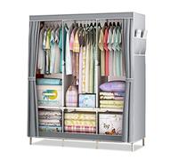 HXZJUIKL Armoire en toile portable, pliable, organiseur de rangement avec rail de suspension, blanc, 125 x 45 x 168 cm